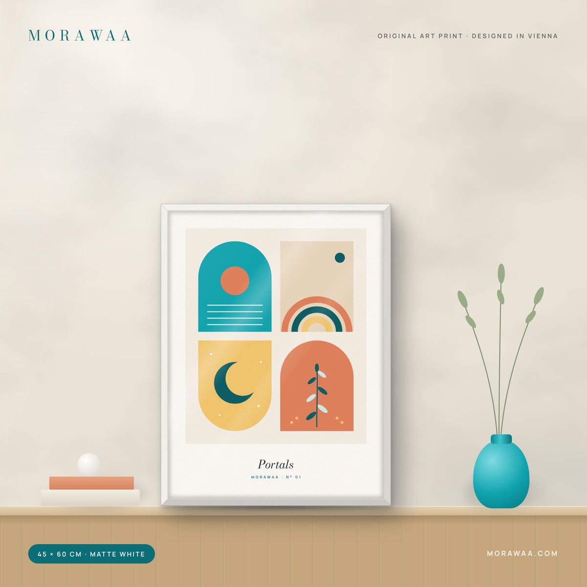 Portals framed art print in a matte white frame
